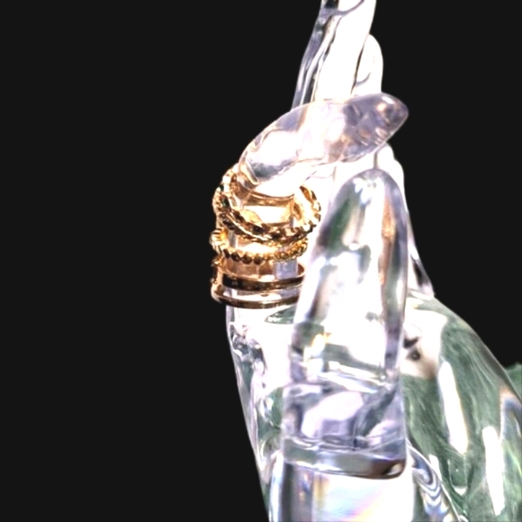 Ring Set Green Zirconias Gold Tone - Picture 9 of 10